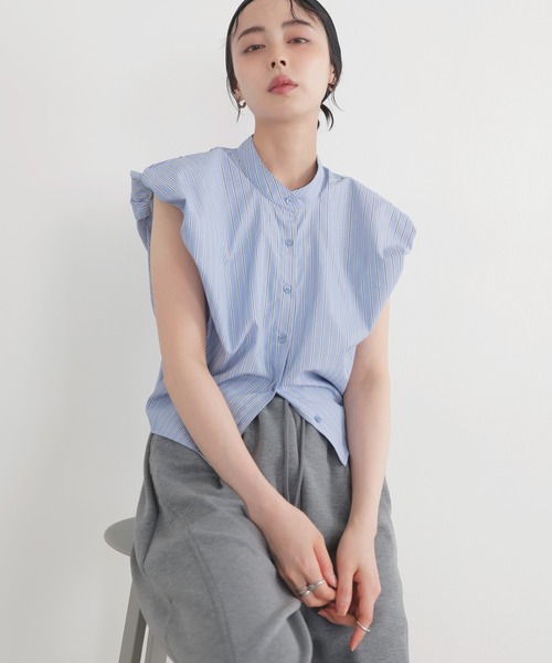 LIAN（リアン）の「バルーンショルダーブラウス（シャツ/ブラウス・レディース・ブラック/ストライプ/ピンク/ブルー/オフホワイト・FREE）」の16枚目の写真