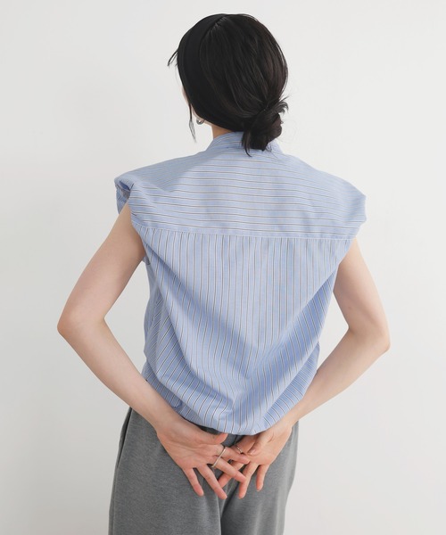 LIAN（リアン）の「バルーンショルダーブラウス（シャツ/ブラウス・レディース・ブラック/ストライプ/ピンク/ブルー/オフホワイト・FREE）」の18枚目の写真