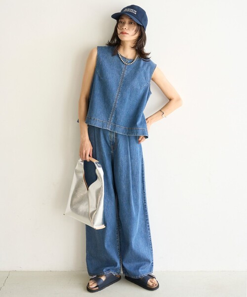 【UVカット/遮熱】UNFILO DENIM LIGHT ノースリーブブラウス UVカット/遮熱】UNFILO DENIM LIGHT ノースリーブブラウス