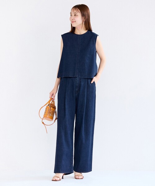 UNFILO（アンフィーロ）の「UNFILO DENIM LIGHT ノースリーブブラウス（シャツ/ブラウス・レディース・ダルブルー系/サックスブルー系・MEDIUM/SMALL）」の10枚目の写真