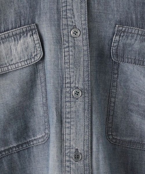セール】【biyori】ショート丈デニムシャツ≪手洗い可能