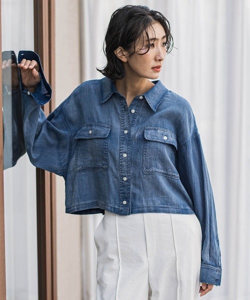 boohoo MAN★半袖 ボタン留め デニム シャツ ワイシャツ★Washed セール】【biyori】ショート丈デニムシャツ≪手洗い可能