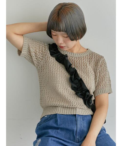 ehka sopo（エヘカソポ）の「透かし柄半袖ニット（ニット/セーター