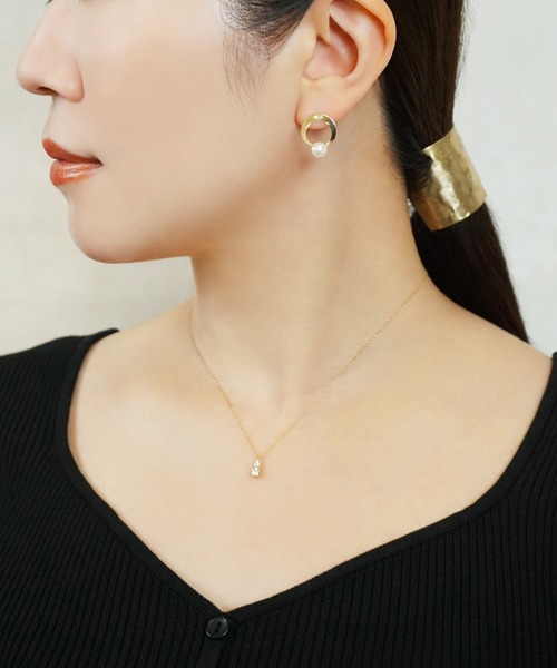 TAKE-UP（テイクアップ）の「K18/10アコヤパール サークルデザインピアス( YG)（ピアス（両耳用）・レディース・イエローゴールド・FREE）」の4枚目の写真