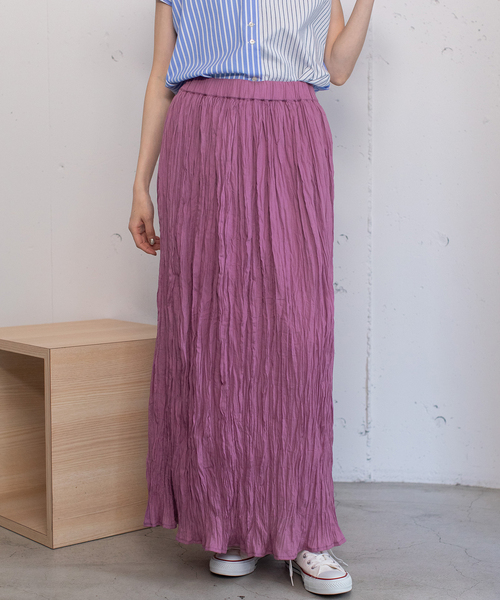 POU DOU DOU（プードゥドゥ）の「＜made in INDIA＞クリンクルスカート（スカート・レディース・ダークブラウン/ターコイズブルー/ラベンダー/キナリ・M）」の8枚目の写真