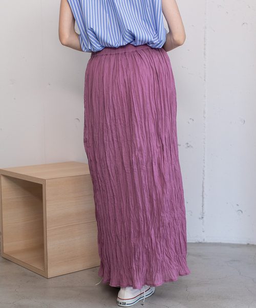 POU DOU DOU（プードゥドゥ）の「＜made in INDIA＞クリンクルスカート（スカート・レディース・ダークブラウン/ターコイズブルー/ラベンダー/キナリ・M）」の10枚目の写真