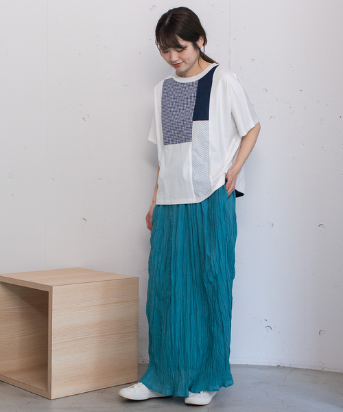 POU DOU DOU（プードゥドゥ）の「＜made in INDIA＞クリンクルスカート（スカート・レディース・ダークブラウン/ターコイズブルー/ラベンダー/キナリ・M）」の12枚目の写真