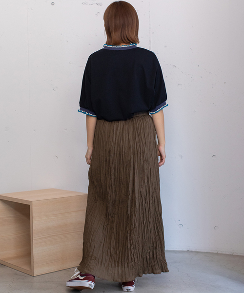 POU DOU DOU（プードゥドゥ）の「＜made in INDIA＞クリンクルスカート（スカート・レディース・ダークブラウン/ターコイズブルー/ラベンダー/キナリ・M）」の19枚目の写真