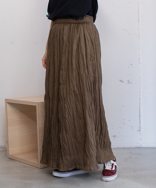 POU DOU DOU（プードゥドゥ）の「＜made in INDIA＞クリンクルスカート（スカート・レディース・ダークブラウン/ターコイズブルー/ラベンダー/キナリ・M）」の21枚目の写真