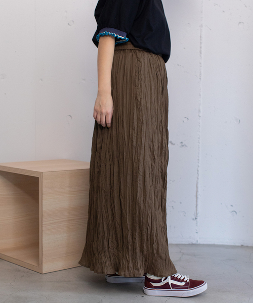 POU DOU DOU（プードゥドゥ）の「＜made in INDIA＞クリンクルスカート（スカート・レディース・ダークブラウン/ターコイズブルー/ラベンダー/キナリ・M）」の22枚目の写真