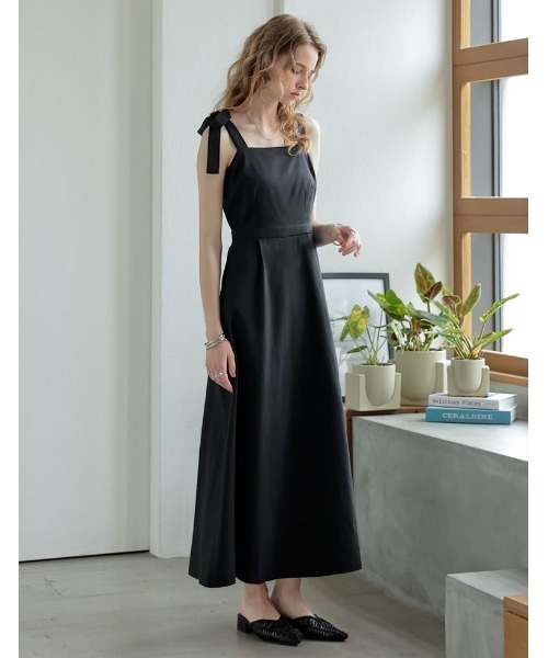 レディース ワンピース WD020Y BLACK KHAKI セール】[2025 SUMMER COLLECTION][低身長サイズ有]リネンライク