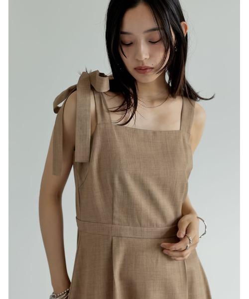 Re:EDIT（リエディ）の「[2025 SUMMER COLLECTION][低身長サイズ有]リネンライクワイドストラップAラインキャミワンピース（ワンピース・レディース・ブラック/ブルー/オレンジ/ベージュ/ブラウン・SHORT/MEDIUM/LARGE）」の14枚目の写真