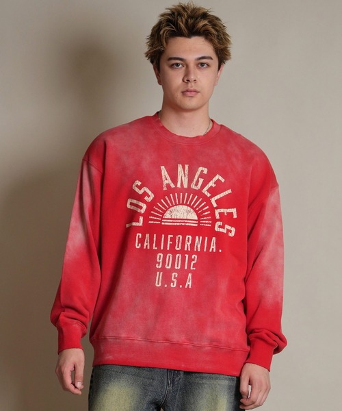 RRL ロゴ クルーネック スウェット トレーナー レッド S ヴィンテージ ムラサキスポーツ限定】DEAR LAUREL/ディアローレル トレーナー クルー