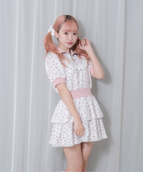 セール】花柄ハーフジップワンピース（ワンピース）｜Honey Cinnamon