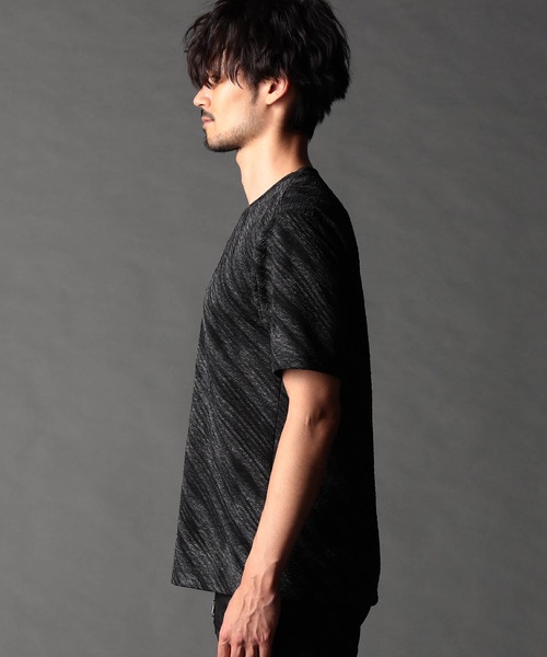 NICOLE CLUB FOR MEN（ニコルクラブフォーメン）の「【２５モデルEC限定再販売】ゼブラ柄スプレー風ぼかしプリントTシャツ（Tシャツ/カットソー・メンズ・チャコール/ライトグレー/ブルー系・MEDIUM/LARGE/X-LARGE）」の7枚目の写真