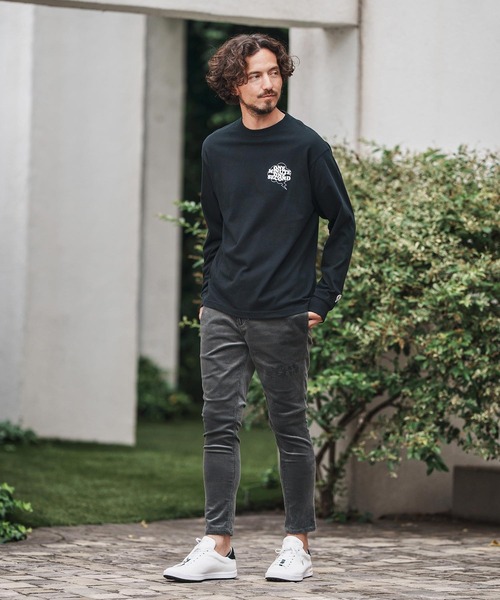 1minute 1second（ワンミニットワンセカンド）の「mp13840-corduroy pants with cursive embroidery コーデュロイパンツ（その他パンツ・メンズ・ブラック/グレー・S/M/L/XL）」の3枚目の写真
