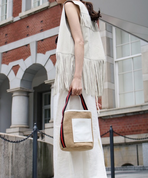 Scrap Book（スクラップブック）の「【atneK by Scrap Book】ラインリネンミニトートバッグ（かごバッグ・レディース・ナチュラル・FREE）」の2枚目の写真