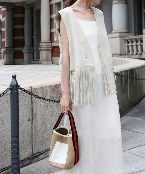 Scrap Book（スクラップブック）の「【atneK by Scrap Book】ラインリネンミニトートバッグ（かごバッグ・レディース・ナチュラル・FREE）」の3枚目の写真