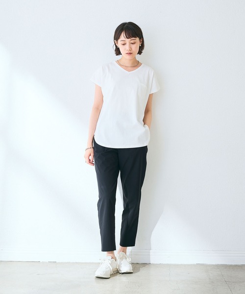 CROSS FUNCTION（クロスファンクション）の「《汗染み防止》フロントポケットTシャツ 動画あり【CROSS FUNCTION/クロスファンクション】（Tシャツ/カットソー・レディース・ネイビー/杢グレー/ブラック/オフホワイト/モカ・M/LL/L）」の18枚目の写真