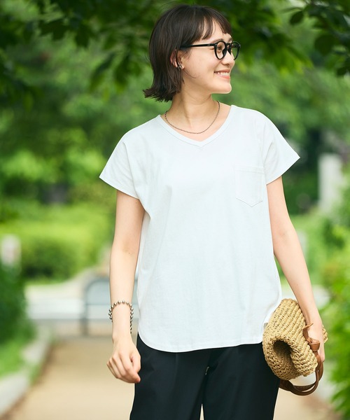 CROSS FUNCTION（クロスファンクション）の「《汗染み防止》フロントポケットTシャツ 動画あり【CROSS FUNCTION/クロスファンクション】（Tシャツ/カットソー・レディース・ネイビー/杢グレー/ブラック/オフホワイト/モカ・M/LL/L）」の21枚目の写真