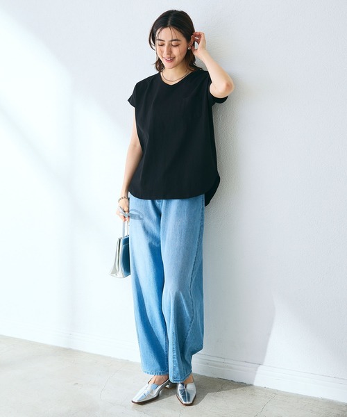 CROSS FUNCTION（クロスファンクション）の「《汗染み防止》フロントポケットTシャツ 動画あり【CROSS FUNCTION/クロスファンクション】（Tシャツ/カットソー・レディース・ネイビー/杢グレー/ブラック/オフホワイト/モカ・M/LL/L）」の11枚目の写真