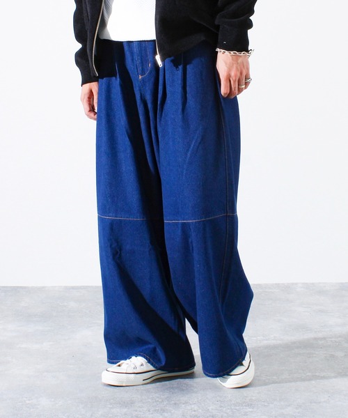 GLOSTER（グロスター）の「【WEB限定】スーパーワイドバギーデニム（デニムパンツ・メンズ・ブラック/ネイビー・マルチサイズ）」の2枚目の写真