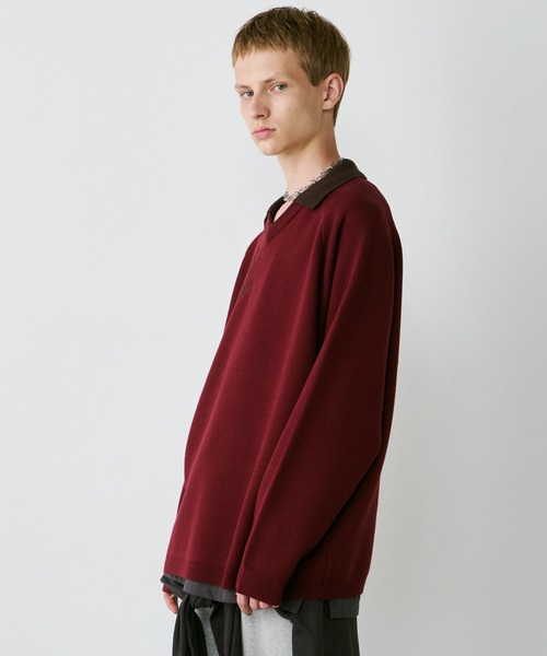 AIVER（アイバー）の「AIVER　ナンバリングラグランニットポロ（ニット/セーター・メンズ・レッド/ブラック/チャコールグレー・LARGE/MEDIUM/SMALL）」の21枚目の写真