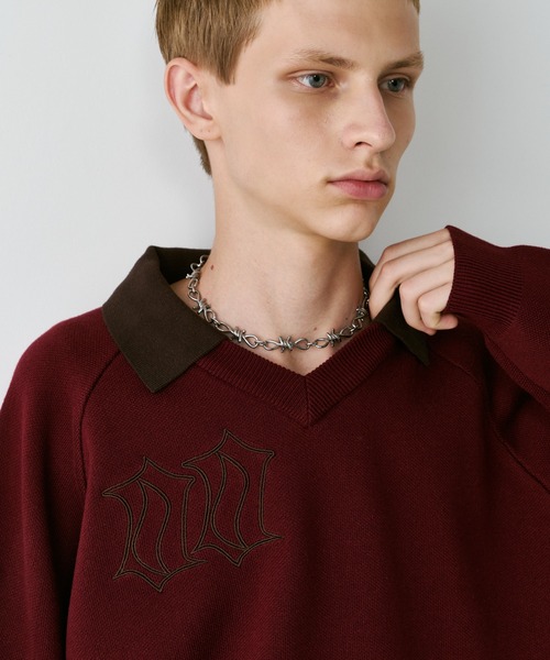 AIVER（アイバー）の「AIVER　ナンバリングラグランニットポロ（ニット/セーター・メンズ・レッド/ブラック/チャコールグレー・LARGE/MEDIUM/SMALL）」の22枚目の写真