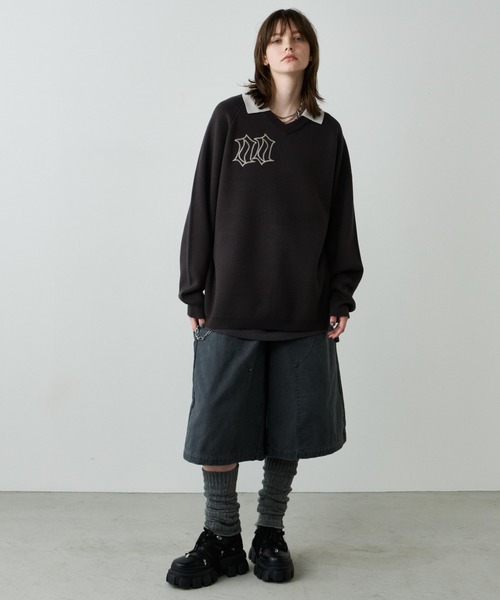 AIVER（アイバー）の「AIVER　ナンバリングラグランニットポロ（ニット/セーター・メンズ・レッド/ブラック/チャコールグレー・LARGE/MEDIUM/SMALL）」の15枚目の写真