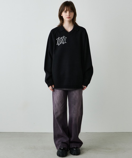 AIVER（アイバー）の「AIVER　ナンバリングラグランニットポロ（ニット/セーター・メンズ・レッド/ブラック/チャコールグレー・LARGE/MEDIUM/SMALL）」の10枚目の写真