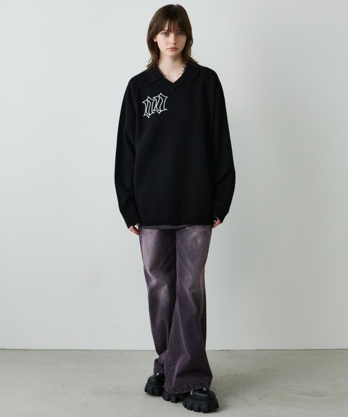 AIVER（アイバー）の「AIVER　ナンバリングラグランニットポロ（ニット/セーター・メンズ・レッド/ブラック/チャコールグレー・LARGE/MEDIUM/SMALL）」の7枚目の写真