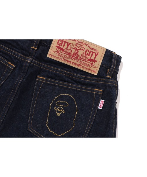 美品エイプ　刺繍ワッペン付きデニムスカート APE HEAD EMBROIDERY 12 OZ DENIM SKIRT（デニムスカート）｜A BATHING