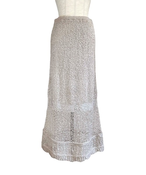 HONEY MI HONEY(ハニーミーハニー)の「poodle crochet knit skirt(スカート・レディース・オフホワイト/ブラック/コーラル/グレー・FREE)」の3枚目の写真