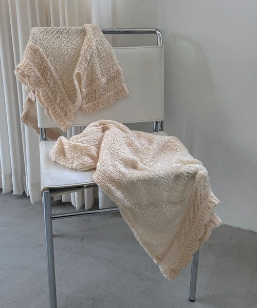 HONEY MI HONEY（ハニーミーハニー）の「poodle crochet knit skirt（スカート・レディース・オフホワイト/ブラック/コーラル・FREE）」の7枚目の写真