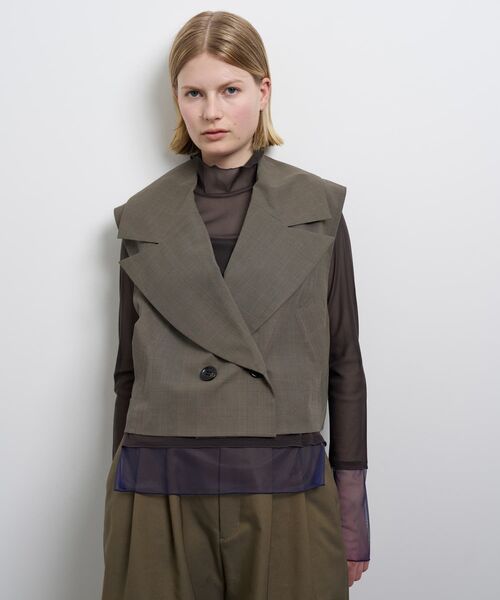 LANVIN en Bleu(ランバンオンブルー)の「シアーショートベスト(テーラードジャケット・レディース・ブラウン/ブラック・38)」の6枚目の写真