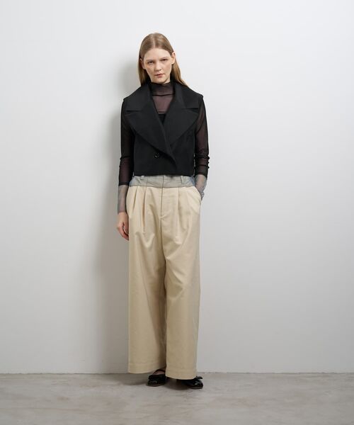 LANVIN ルカ期　ニットテーラードジャケット　ベージュ　S シアーショートベスト（テーラードジャケット）｜LANVIN en Bleu