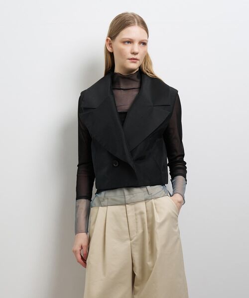 LANVIN ルカ期　ニットテーラードジャケット　ベージュ　S シアーショートベスト（テーラードジャケット）｜LANVIN en Bleu