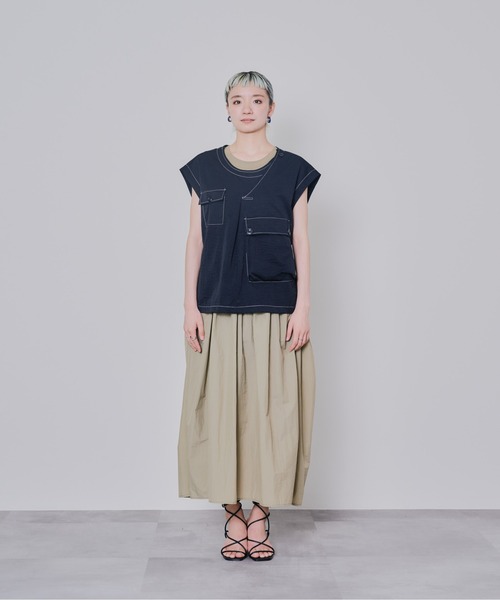 DOLLUPOOPS（ドールアップウップス）の「サイドギャザーボリュームスカートワンピース（ワンピース・レディース・ブラック/カーキ・38）」の9枚目の写真