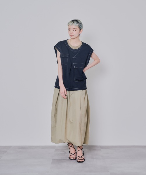 DOLLUPOOPS（ドールアップウップス）の「サイドギャザーボリュームスカートワンピース（ワンピース・レディース・ブラック/カーキ・38）」の8枚目の写真