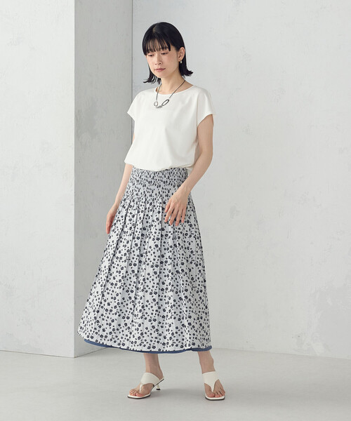 COMME CA ISM(コムサイズム)の「【リバーシブル】花柄ジャガードスカート(スカート・レディース・ブラック/オフホワイト・FREE)」の5枚目の写真
