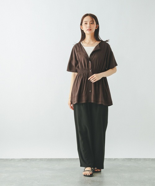 さらさらリラックスシャーリング半袖/571304