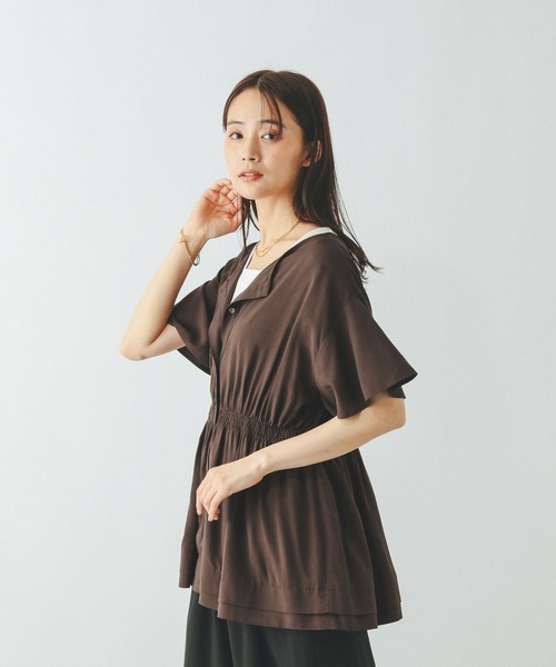 さらさらリラックスシャーリング半袖/571304