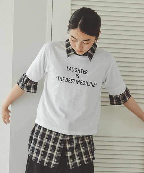 ブラウス シャツ 「daily CLIP」チェックストレートショートスリーブシャツ レディース daily CLIP】チェックストレートショートスリーブシャツ（シャツ