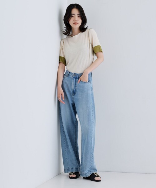 GALLEST(ギャレスト)の「【一部店舗限定】バイカラープリーツカットソー(Tシャツ/カットソー・レディース・アイボリー/ブラック/ダークブラウン/チャコールグレー・38)」の10枚目の写真