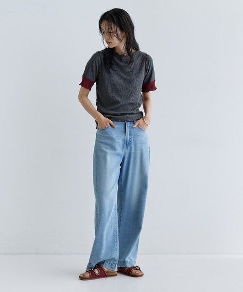 GALLEST(ギャレスト)の「【一部店舗限定】バイカラープリーツカットソー(Tシャツ/カットソー・レディース・アイボリー/ブラック/ダークブラウン/チャコールグレー・38)」の12枚目の写真