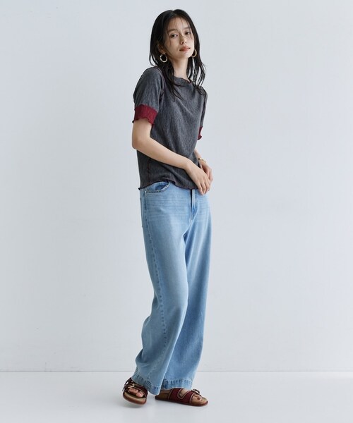 GALLEST(ギャレスト)の「【一部店舗限定】バイカラープリーツカットソー(Tシャツ/カットソー・レディース・アイボリー/ブラック/ダークブラウン/チャコールグレー・38)」の13枚目の写真