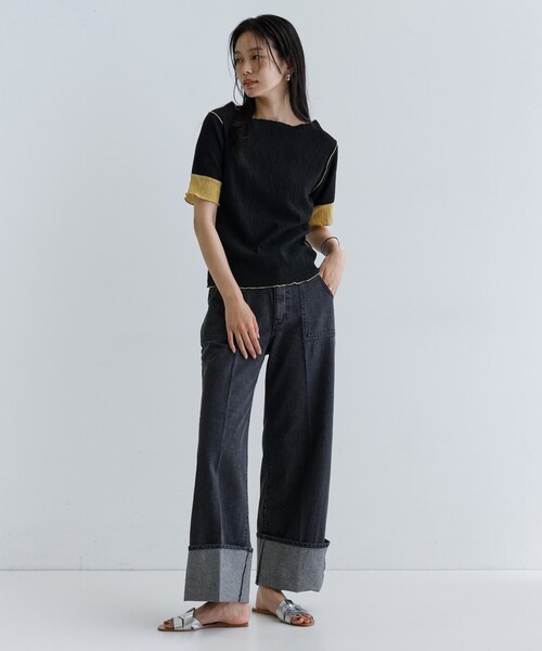 GALLEST(ギャレスト)の「【一部店舗限定】バイカラープリーツカットソー(Tシャツ/カットソー・レディース・アイボリー/ブラック/ダークブラウン/チャコールグレー・38)」の19枚目の写真