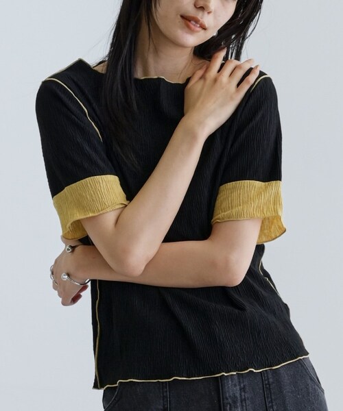 GALLEST(ギャレスト)の「【一部店舗限定】バイカラープリーツカットソー(Tシャツ/カットソー・レディース・アイボリー/ブラック/ダークブラウン/チャコールグレー・38)」の21枚目の写真