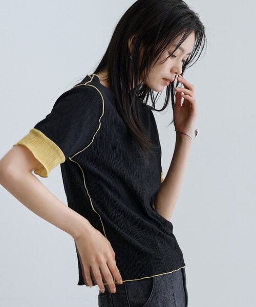 GALLEST(ギャレスト)の「【一部店舗限定】バイカラープリーツカットソー(Tシャツ/カットソー・レディース・アイボリー/ブラック/ダークブラウン/チャコールグレー・38)」の22枚目の写真