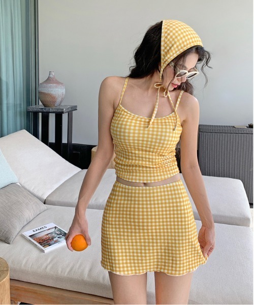 【新品】reselves イエロー ビキニトップ&ボトム 3点SET レースレディース Lace Ladies クロスビキニ 水着2点セット【返品不可